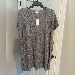 NWT Pure Jill J. Jill Gray Linen Cotton Short Sleeve Tunic Top Size PM